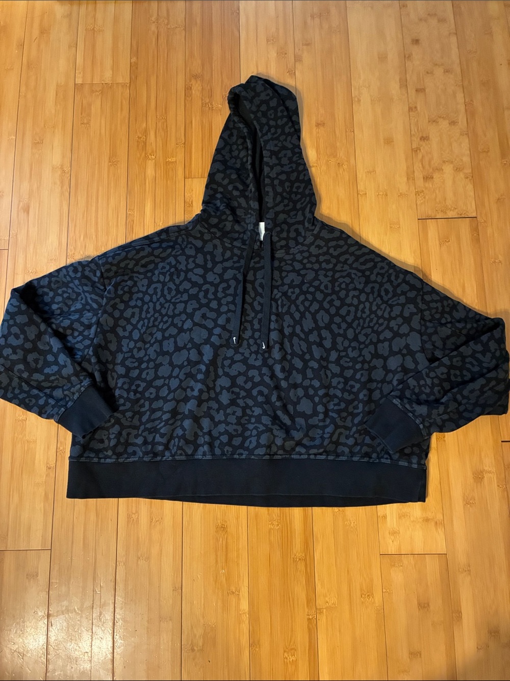 Nike Black and Dark Gray Leopard Zip-Up Hoodie Sweater